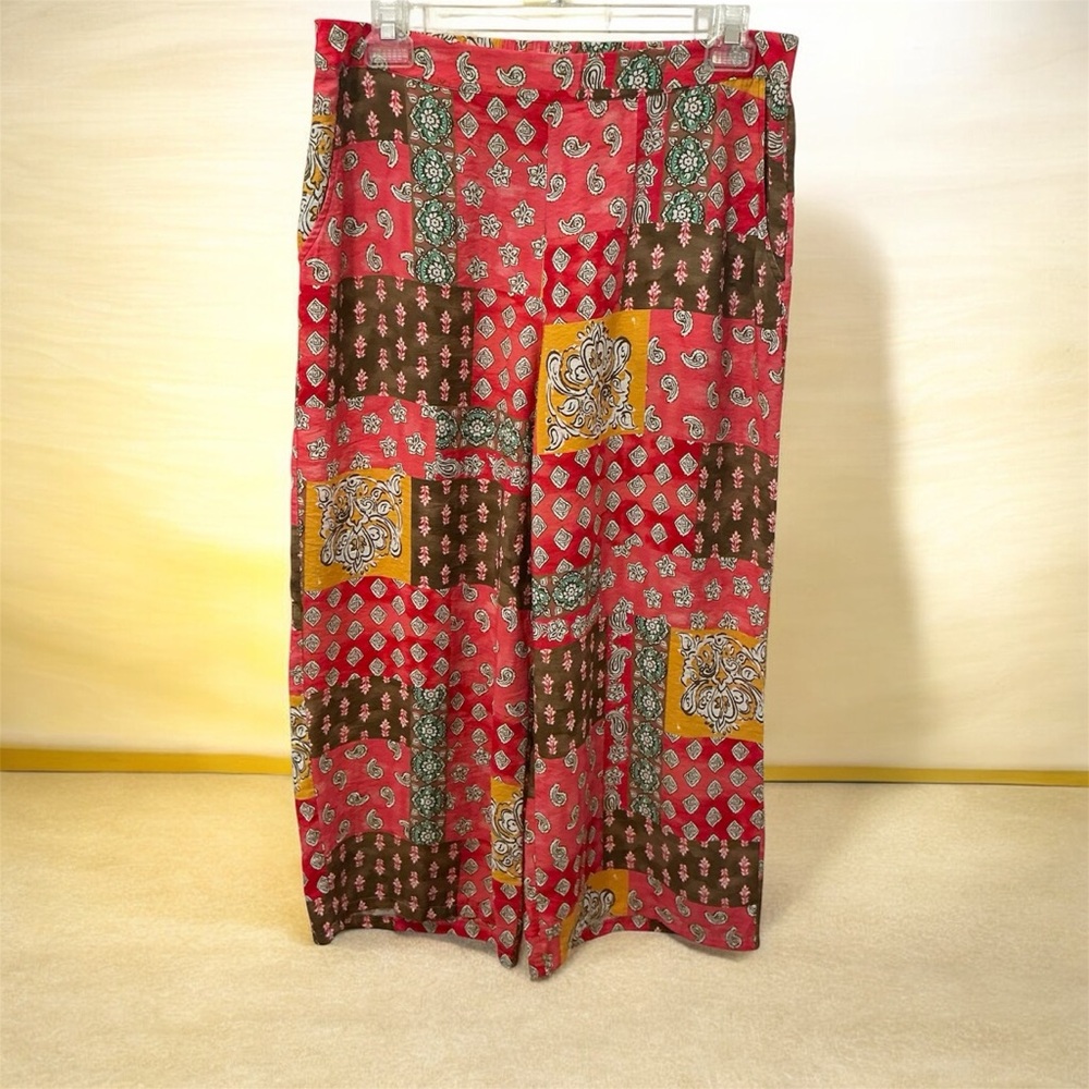 ESCAPE BY HABITAT PATCH WORK 2 POCKET WIDE LEG PANT SIZE L
